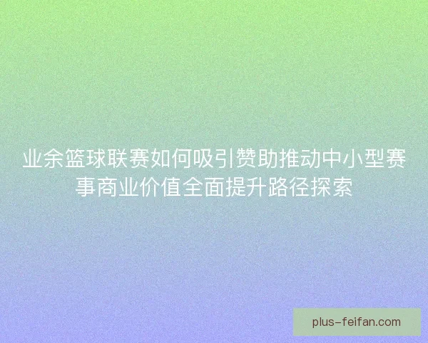 业余篮球联赛如何吸引赞助推动中小型赛事商业价值全面提升路径探索